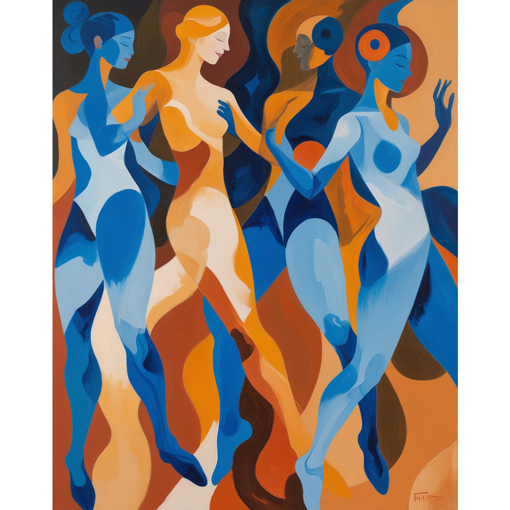 Dancing Figures Paint by Numbers Kit design preview showing the full artwork layout before painting