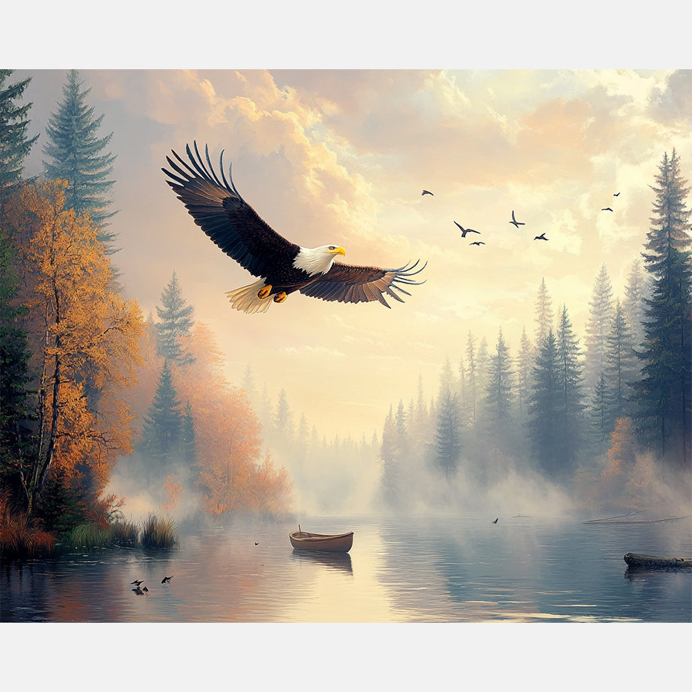 Dawn Eagle Paint by Numbers Kit design preview showing the full artwork layout before painting