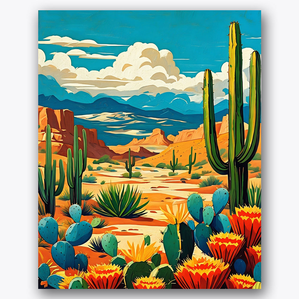Desert Cactus Landscape Paint by Numbers Kit UdoPaints