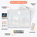 Desert Moonlight Paint by Numbers Kit – includes numbered canvas, paint pots, brushes, and instructions