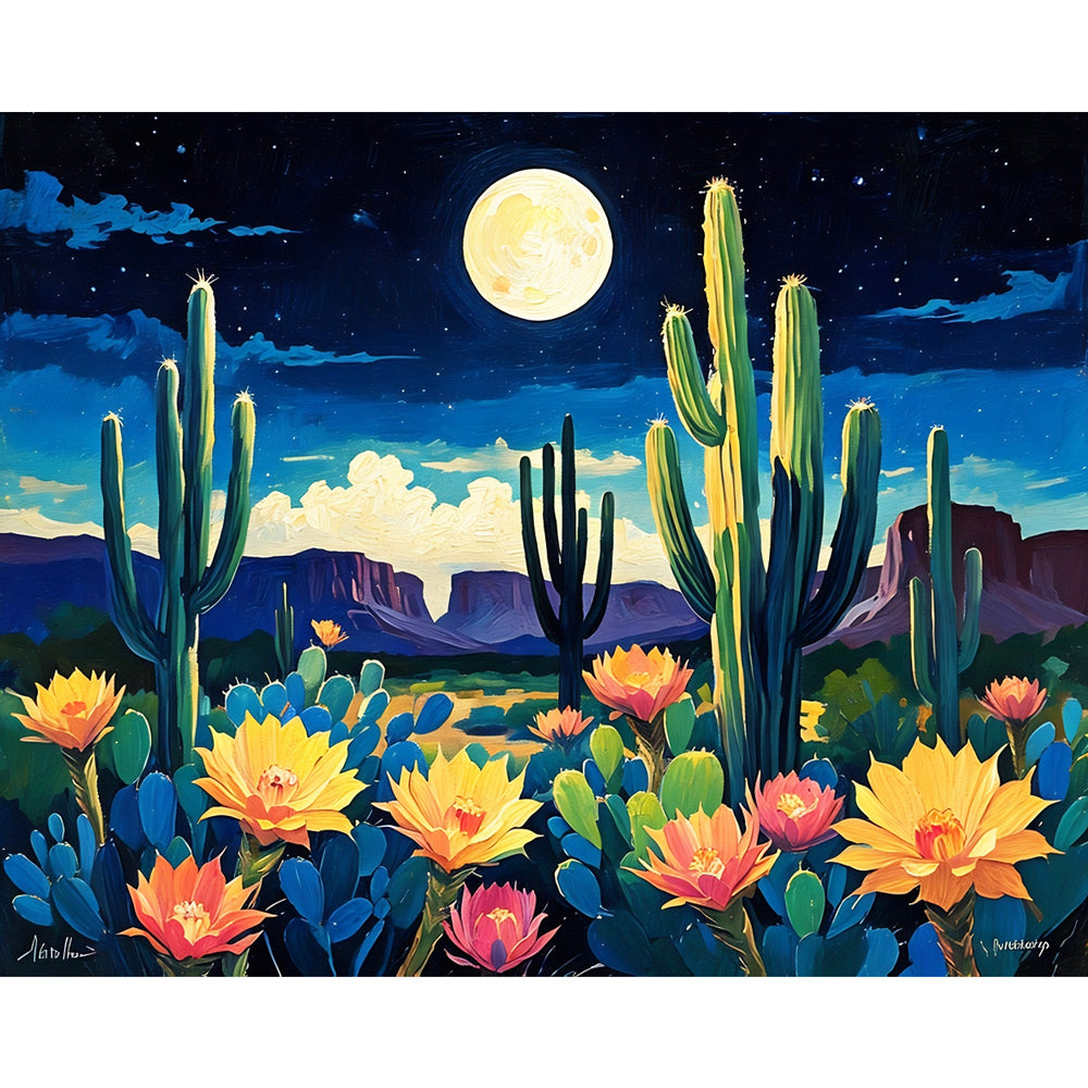Desert Moonlight Paint by Numbers Kit design preview showing the full artwork layout before painting