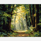 Dimly Lit Forest Paint by Numbers Kit design preview showing the full artwork layout before painting