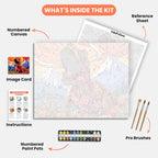Dinosaur Majesty Paint by Numbers Kit – includes numbered canvas, paint pots, brushes, and instructions