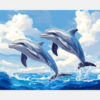 Dolphins Dance Paint by Numbers Kit design preview showing the full artwork layout before painting