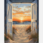Door to the Beach Paint by Numbers Kit design preview showing the full artwork layout before painting