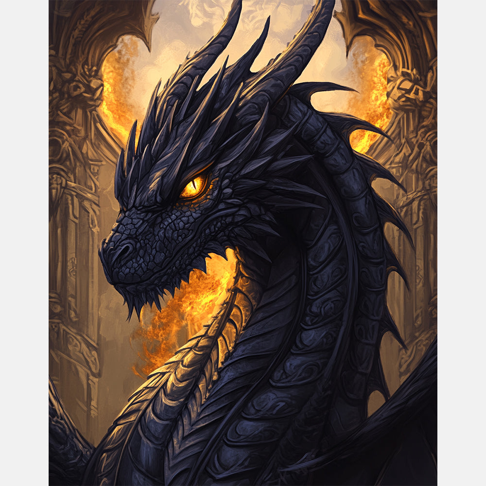 Draconic Gaze Paint by Numbers Kit design preview showing the full artwork layout before painting