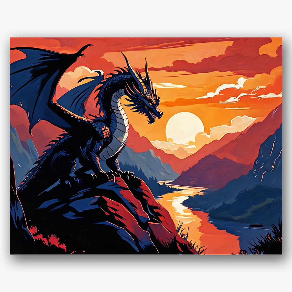 Dragon at Sunset Paint by Numbers Kit UdoPaints