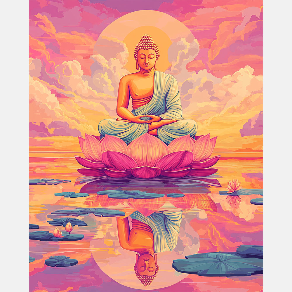Dream of Buddha Paint by Numbers Kit design preview showing the full artwork layout before painting