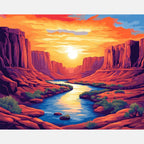 Dusk Over Canyon Paint by Numbers Kit design preview showing the full artwork layout before painting