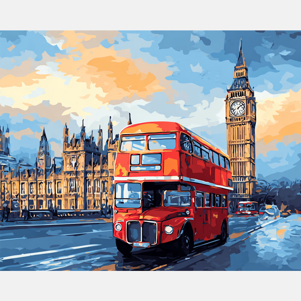 Dusk in London Paint by Numbers Kit design preview showing the full artwork layout before painting