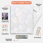 Elegant Flower Vase Paint by Numbers Kit – includes numbered canvas, paint pots, brushes, and instructions