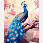 Elegant Peacock Paint by Numbers Kit design preview showing the full artwork layout before painting