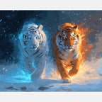 Elemental Tigers Paint by Numbers Kit design preview showing the full artwork layout before painting