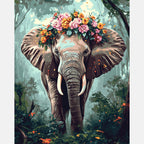Elephantine Floral Crown Paint by Numbers Kit design preview showing the full artwork layout before painting