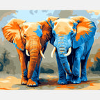 Elephants Together Paint by Numbers Kit design preview showing the full artwork layout before painting