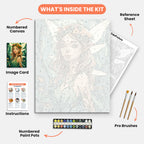 Enchanted Fairy Paint by Numbers Kit – includes numbered canvas, paint pots, brushes, and instructions