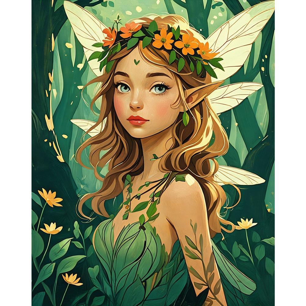 Enchanted Fairy Paint by Numbers Kit design preview showing the full artwork layout before painting