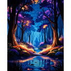 Enchanted Forest Glow Paint by Numbers Kit design preview showing the full artwork layout before painting