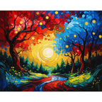 Enchanted Forest Paint by Numbers Kit design preview showing the full artwork layout before painting