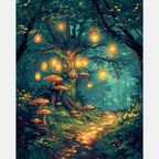 Enchanted Lantern Walk Paint by Numbers Kit design preview showing the full artwork layout before painting