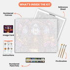 Enchanted Library Paint by Numbers Kit – includes numbered canvas, paint pots, brushes, and instructions