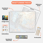 Enchanted Owl Paint by Numbers Kit – includes numbered canvas, paint pots, brushes, and instructions