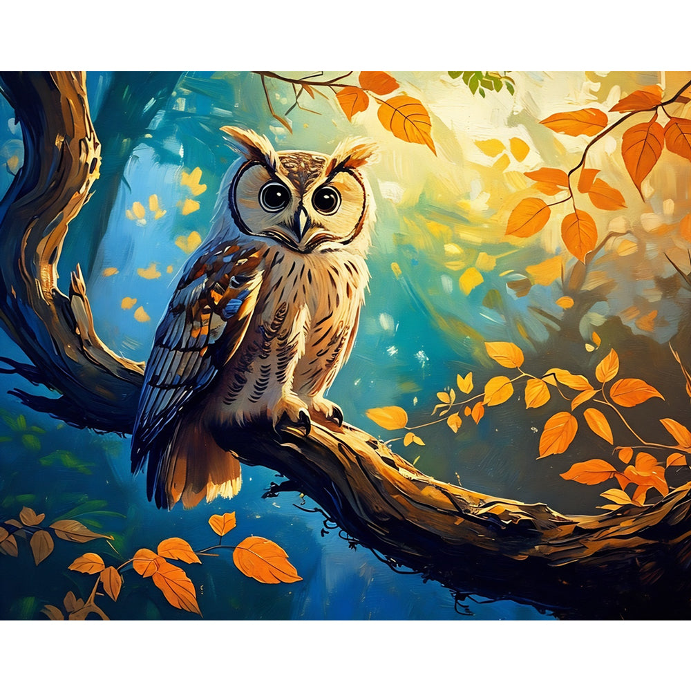 Enchanted Owl Paint by Numbers Kit design preview showing the full artwork layout before painting