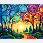 Enchanted Skyland Paint by Numbers Kit design preview showing the full artwork layout before painting