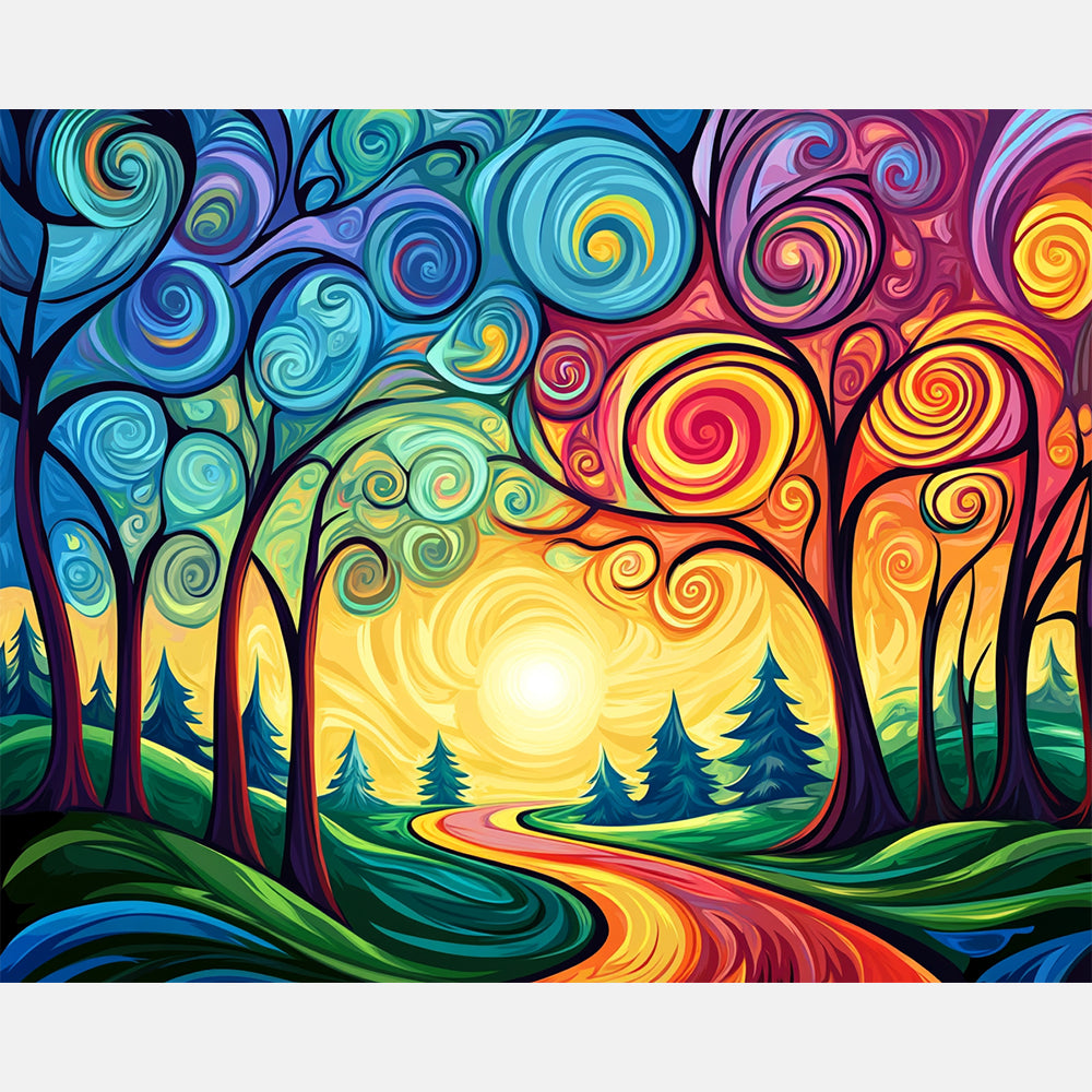 Enchanted Skyland Paint by Numbers Kit design preview showing the full artwork layout before painting