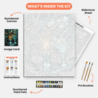Enchanted Tree Paint by Numbers Kit – includes numbered canvas, paint pots, brushes, and instructions