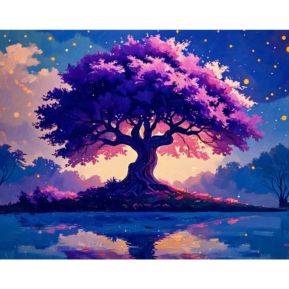 Enchanted Tree Paint by Numbers Kit design preview showing the full artwork layout before painting