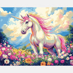 Enchanted Unicorn Paint by Numbers Kit design preview showing the full artwork layout before painting