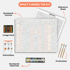 Enchanting Bookshelf Paint by Numbers Kit – includes numbered canvas, paint pots, brushes, and instructions