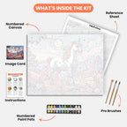 Enchanting Unicorn Paint by Numbers Kit – includes numbered canvas, paint pots, brushes, and instructions