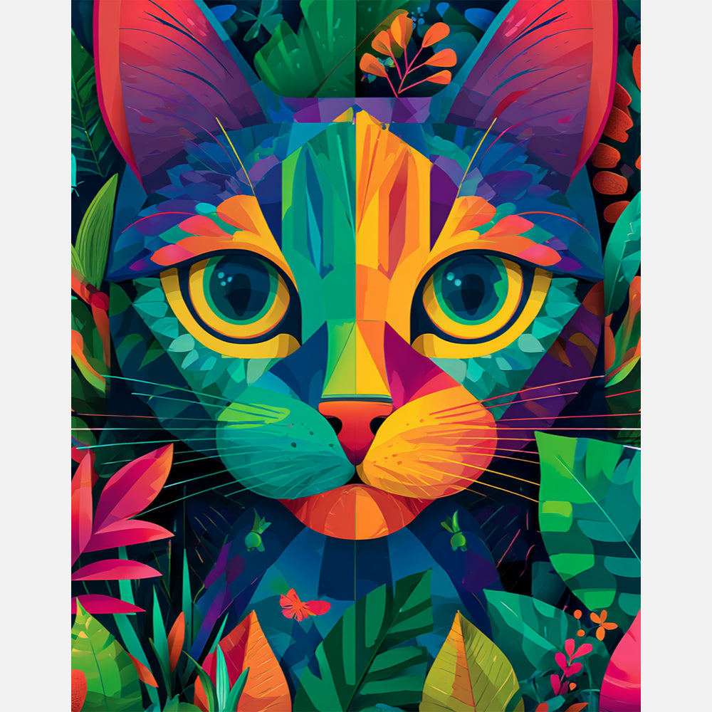 Enigma Cat Paint by Numbers Kit design preview showing the full artwork layout before painting