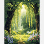 Ethereal Forest Paint by Numbers Kit design preview showing the full artwork layout before painting