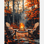 Evening Bonfire Glow Paint by Numbers Kit design preview showing the full artwork layout before painting