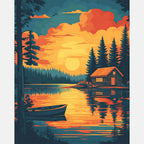 Evening Cabin Paint by Numbers Kit design preview showing the full artwork layout before painting