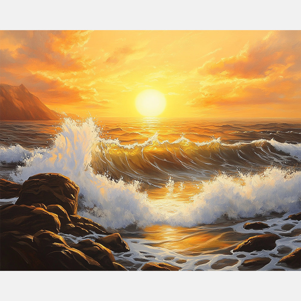 Evening Ocean Surge Paint by Numbers Kit design preview showing the full artwork layout before painting