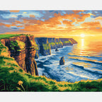 Evening Tide Cliffs Paint by Numbers Kit design preview showing the full artwork layout before painting