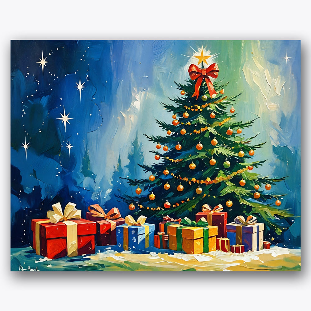 Festive Christmas Tree Paint by Numbers Kit UdoPaints