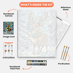 Festive Reindeer Paint by Numbers Kit – includes numbered canvas, paint pots, brushes, and instructions