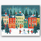 Festive Snowy Neighborhood Paint by Numbers Kit UdoPaints