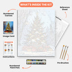Festive Tree Paint by Numbers Kit – includes numbered canvas, paint pots, brushes, and instructions