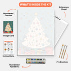 Festive Tree Paint by Numbers Kit – includes numbered canvas, paint pots, brushes, and instructions
