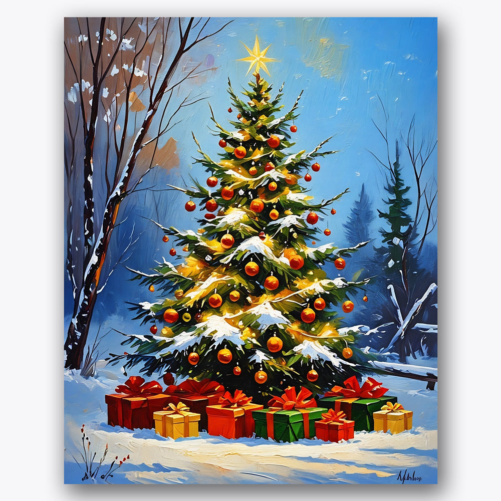 Festive Tree Paint by Numbers Kit UdoPaints