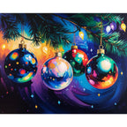 Festive Baubles Paint by Numbers Kit design preview showing the full artwork layout before painting