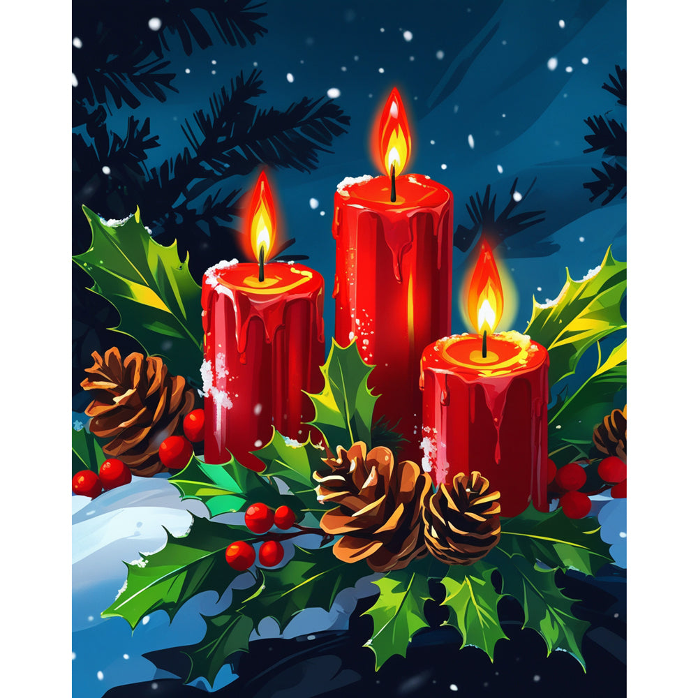 Festive Candlelight Paint by Numbers Kit design preview showing the full artwork layout before painting