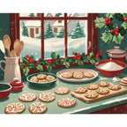 Festive Cookie Kitchen Paint by Numbers Kit design preview showing the full artwork layout before painting