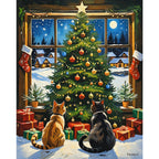 Festive Feline Night Paint by Numbers Kit design preview showing the full artwork layout before painting